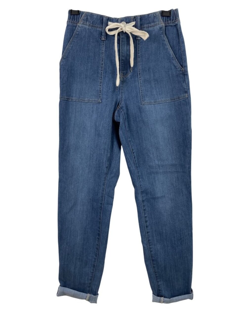 Judy Blue Womens Drawstring Denim Joggers Relaxed Fit Size 1/25 Cotton Blend